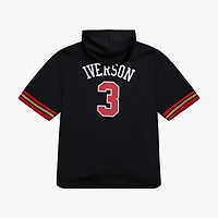 Men's Mitchell & Ness Allen Iverson Black Philadelphia 76ers Mesh Name Number Short Sleeve Hoodie