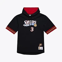 Men's Mitchell & Ness Allen Iverson Black Philadelphia 76ers Mesh Name Number Short Sleeve Hoodie