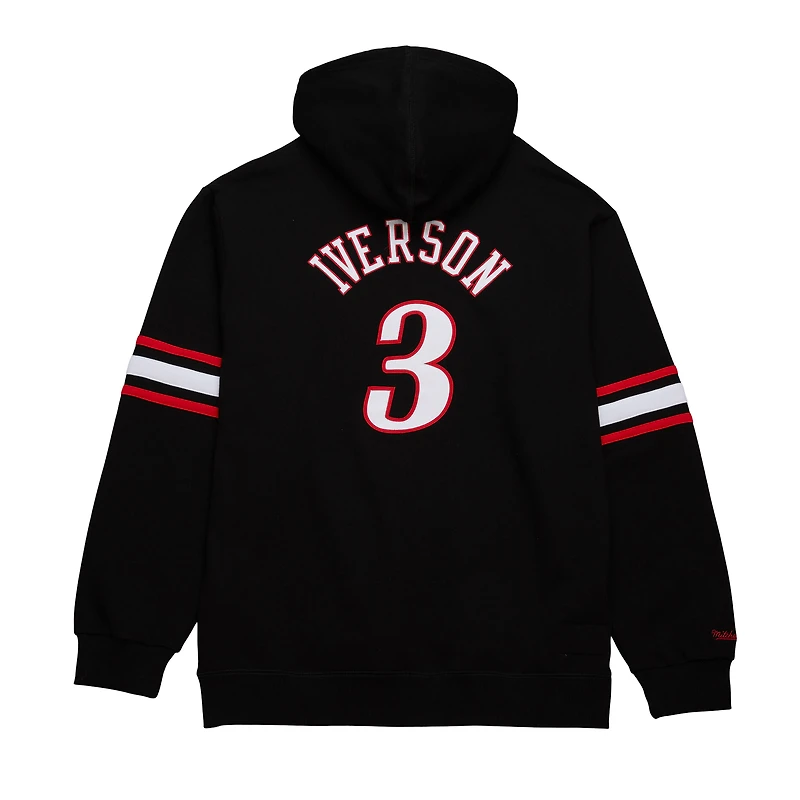 Sweat à capuche noir pour homme avec nom et numéro des Philadelphia 76ers de Mitchell & Ness Allen Iverson