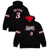 Sweat à capuche noir pour homme avec nom et numéro des Philadelphia 76ers de Mitchell & Ness Allen Iverson