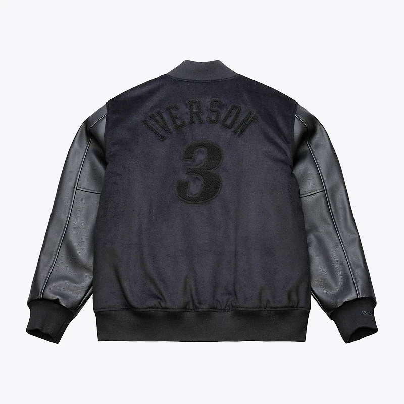 Men's Mitchell & Ness Allen Iverson Black Philadelphia 76ers Walk The Tunnel Varsity Full-Snap Jacket