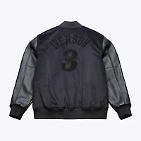 Men's Mitchell & Ness Allen Iverson Black Philadelphia 76ers Walk The Tunnel Varsity Full-Snap Jacket