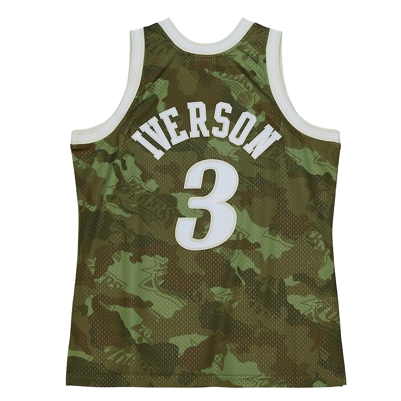 Men's Mitchell & Ness Allen Iverson Green Philadelphia 76ers 1997/98 Hardwood Classics Ghost Camo - Swingman Player Jersey