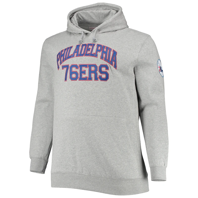 Men's Mitchell & Ness Allen Iverson Heathered Gray Philadelphia 76ers Big Tall Name Number Pullover Hoodie