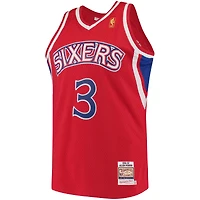 Maillot authentique Mitchell & Ness Allen Iverson rouge Philadelphia 76ers 1996/97 Hardwood Classics pour homme