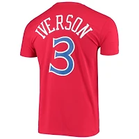 T-shirt Mitchell & Ness Allen Iverson rouge Philadelphia 76ers Hardwood Classics avec nom et numéro