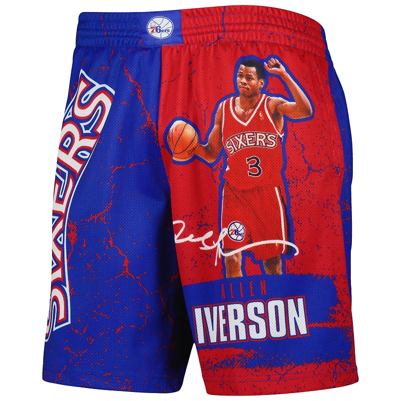 Mitchell & Ness Allen Iverson Royal Philadelphia 76ers Hardwood Classics Player Burst Short