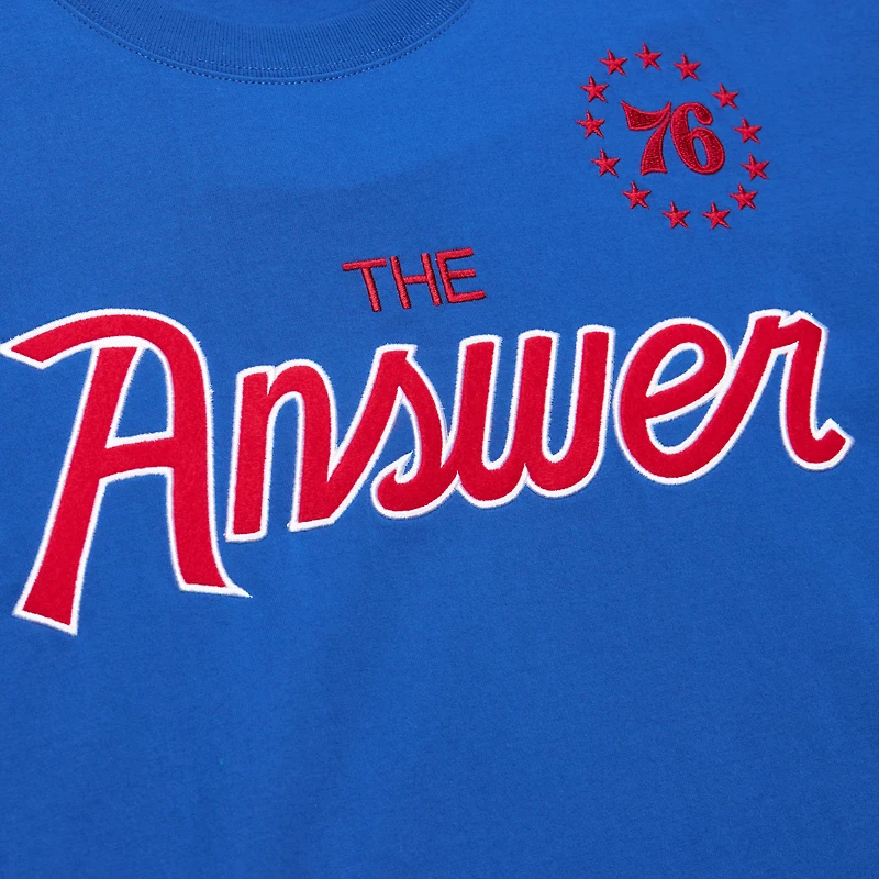 Men's Mitchell & Ness Allen Iverson Royal Philadelphia 76ers Premium Nickname T-Shirt