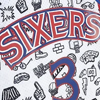 Men's Mitchell & Ness Allen Iverson White Philadelphia 76ers 1996/97 Hardwood Classics Doodle Swingman - Jersey
