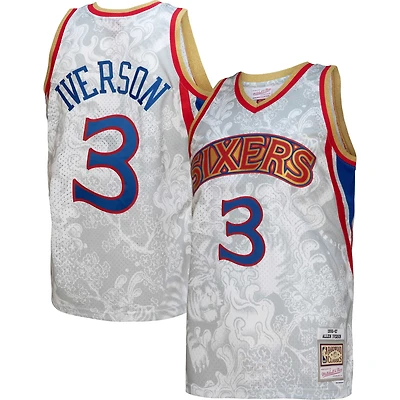 Men's Mitchell & Ness Allen Iverson White Philadelphia 76ers 1996/97 Hardwood Classics Lunar New Year - Swingman Jersey