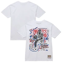 T-shirt blanc pour homme Mitchell & Ness Allen Iverson Philadelphia 76ers Hardwood Classics Chalked Up