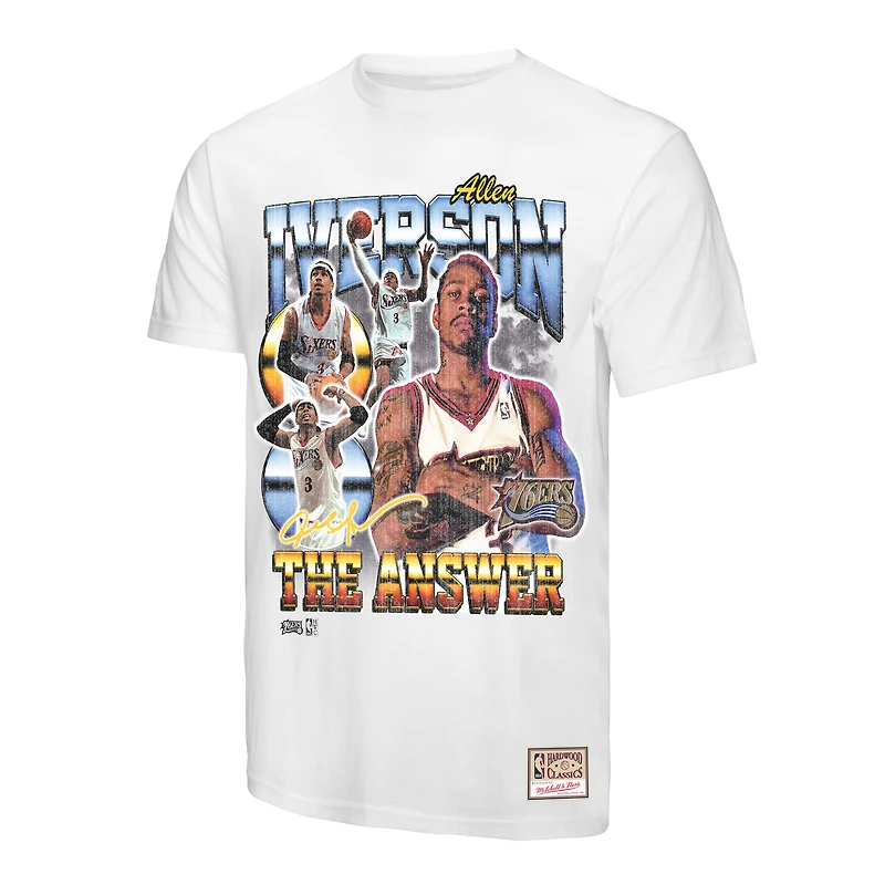 T-shirt commémoratif Mitchell & Ness Allen Iverson blanc des Philadelphia 76ers Hardwood Classics pour homme