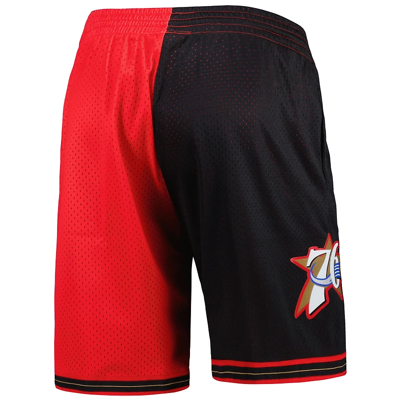 Mitchell & Ness pour homme noir/rouge Philadelphia 76ers Hardwood Classics 2000 Split Swingman Short