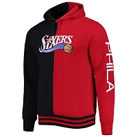 Chandail à capuchon fendu pour homme des Philadelphia 76ers Hardwood Classics de Mitchell & Ness, noir/rouge
