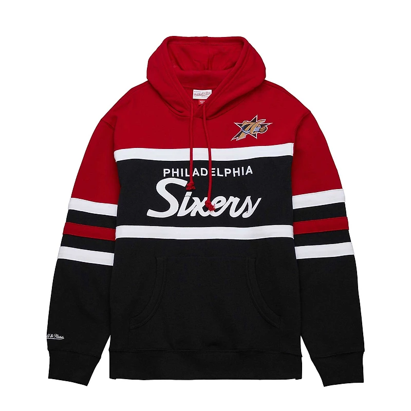 Sweat à capuche Mitchell & Ness pour hommes, noir/rouge, Philadelphia 76ers Head Coach
