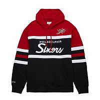 Men's Mitchell & Ness Black Philadelphia 76ers Big Tall Hardwood Classics Head Coach Pullover Hoodie