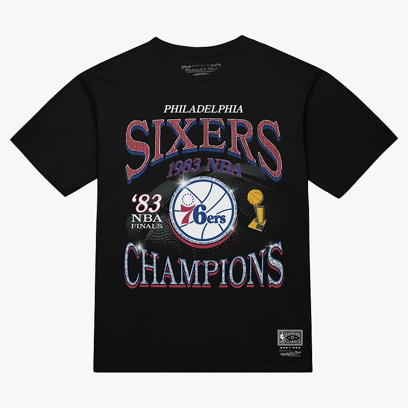 T-shirt Mitchell & Ness noir pour homme, Philadelphia 76ers Champions Era