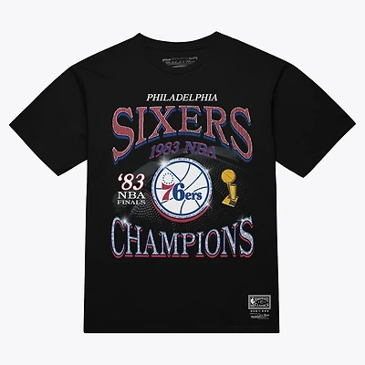 T-shirt Mitchell & Ness noir pour homme, Philadelphia 76ers Champions Era