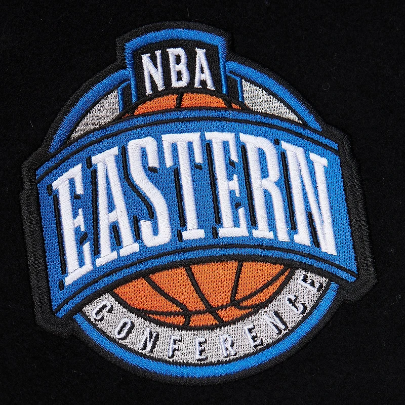 Men's Mitchell & Ness  Black Philadelphia 76ers Hardwood Classics Blackout Collection Full-Snap Varsity Jacket