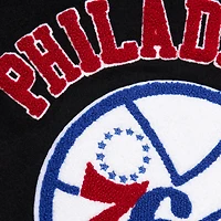 Men's Mitchell & Ness  Black Philadelphia 76ers Hardwood Classics Blackout Collection Full-Snap Varsity Jacket