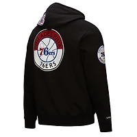 Men's Mitchell & Ness  Black Philadelphia 76ers Hardwood Classics Blackout Collection Pullover Hoodie