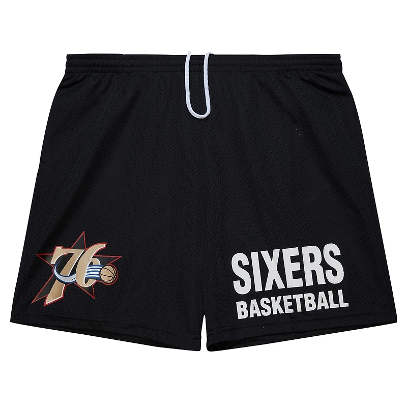 Short en maille Hardwood Classics Gameday noir pour homme des Philadelphia 76ers de Mitchell & Ness