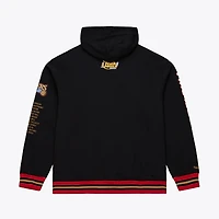 Sweat à capuche en polaire Mitchell & Ness noir pour homme, collection Philadelphia 76ers Hardwood Classics Originals 2000-2001, avec l'effectif de l'équipe.