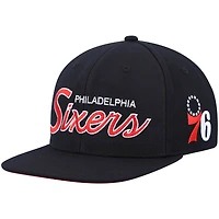Casquette snapback Mitchell & Ness Hardwood Classics Script 2.0 noire pour homme, Philadelphia 76ers