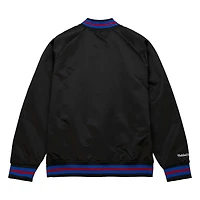 Veste noire Mitchell & Ness Philadelphia 76ers Hardwood Classics Throwback Wordmark Raglan Full Snap pour hommes