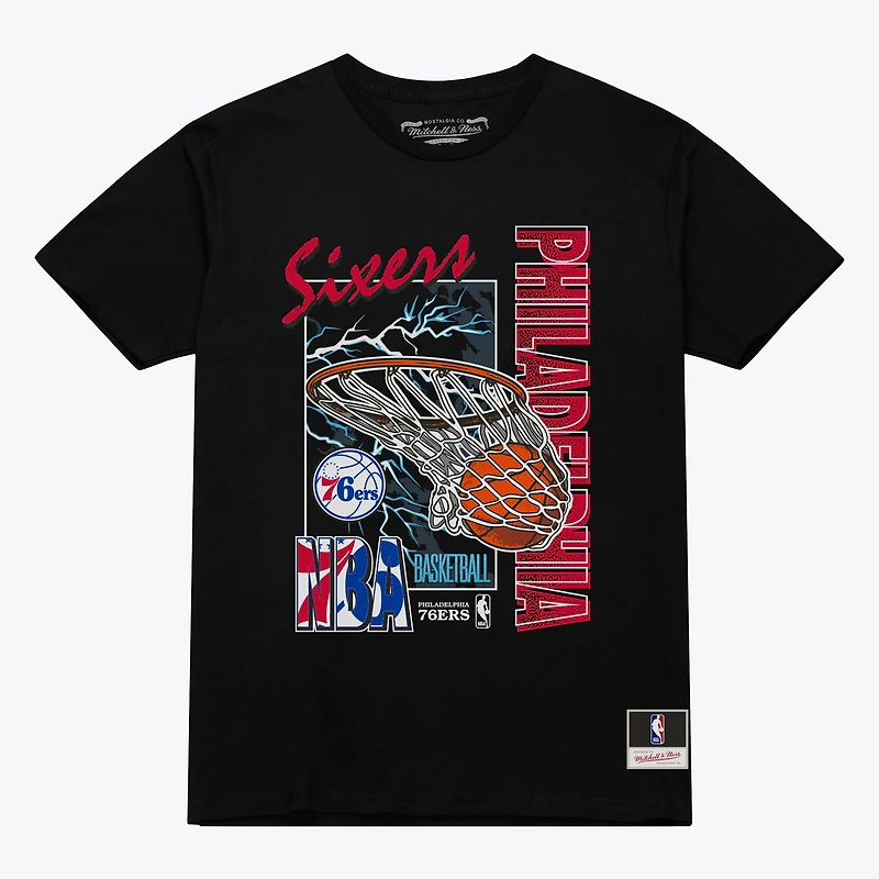 Men's Mitchell & Ness  Black Philadelphia 76ers Lightning Swish T-Shirt