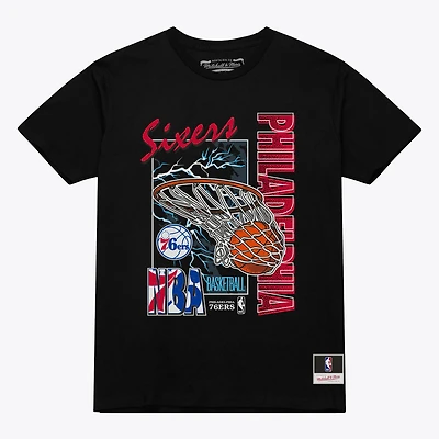 Men's Mitchell & Ness Black Philadelphia 76ers Lightning Swish T-Shirt