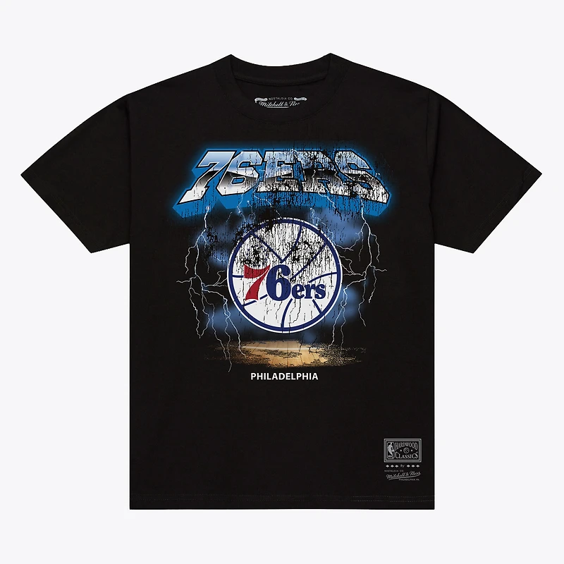 Men's Mitchell & Ness Black Philadelphia 76ers Lightning T-Shirt