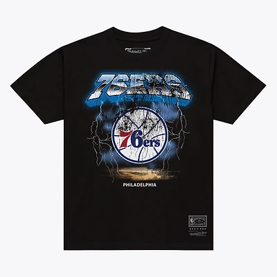 Men's Mitchell & Ness  Black Philadelphia 76ers Lightning T-Shirt