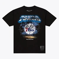 Men's Mitchell & Ness  Black Philadelphia 76ers Lightning T-Shirt