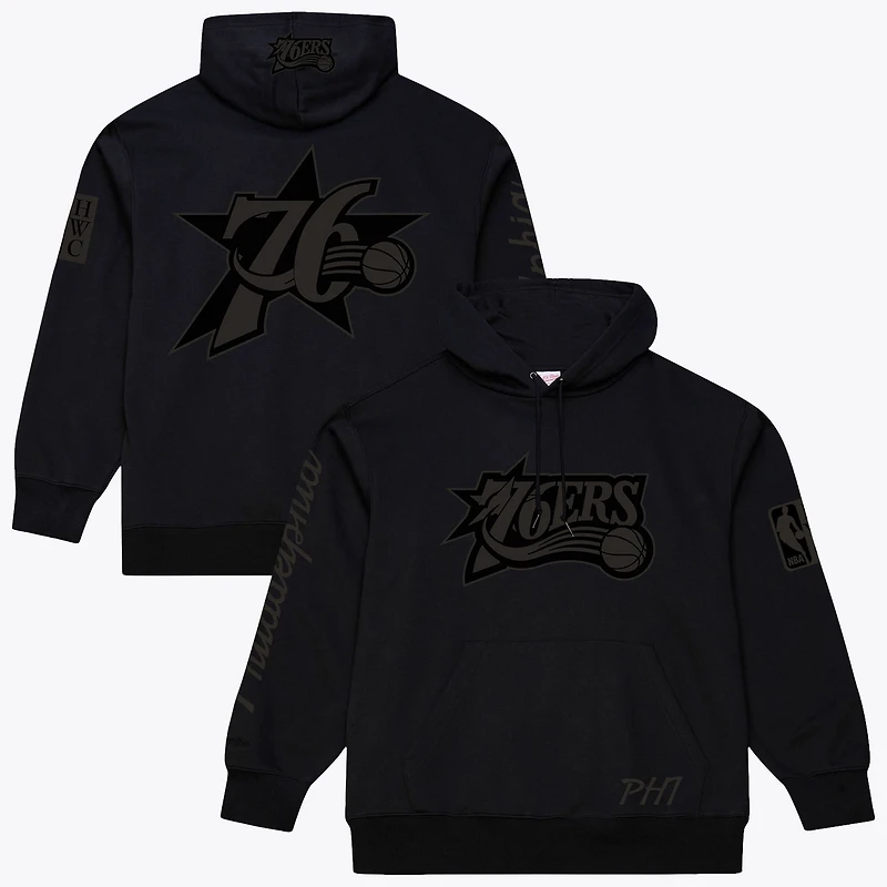 Sweat à capuche polaire Phantom noir Mitchell & Ness Philadelphia 76ers pour homme