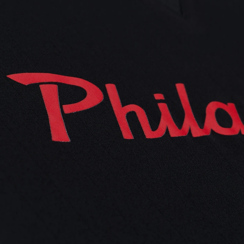 Men's Mitchell & Ness  Black Philadelphia 76ers Polo Jersey