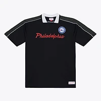 Men's Mitchell & Ness  Black Philadelphia 76ers Polo Jersey