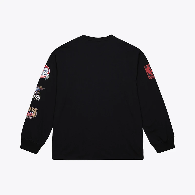 Men's Mitchell & Ness Black Philadelphia 76ers Training Camp Long Sleeve T-Shirt