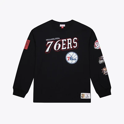 Men's Mitchell & Ness Black Philadelphia 76ers Training Camp Long Sleeve T-Shirt