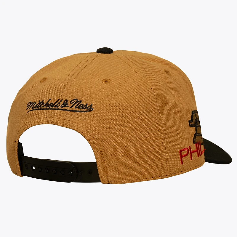 Casquette snapback Mitchell & Ness Bronze/Noir Philadelphia 76ers In the City Pro pour homme