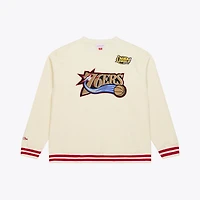 Sweat-shirt Mitchell & Ness crème Philadelphia 76ers Hardwood Classics Collection 76 Originals pour homme