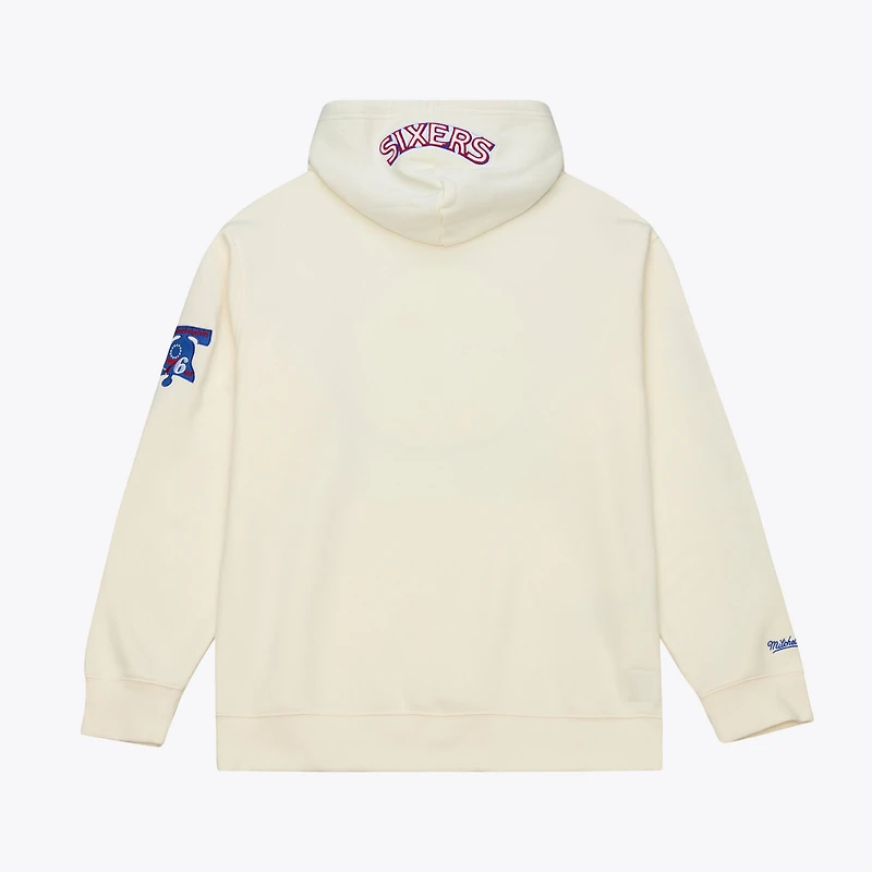 Sweat à capuche en polaire premium Mitchell & Ness crème Philadelphia 76ers Hardwood Classics pour homme