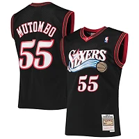 Maillot Swingman Mitchell & Ness Dikembe Mutombo pour hommes, noir, Philadelphia 76ers, Hardwood Classics