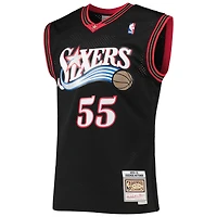 Men's Mitchell & Ness Dikembe Mutombo Black Philadelphia 76ers Hardwood Classics Swingman Jersey