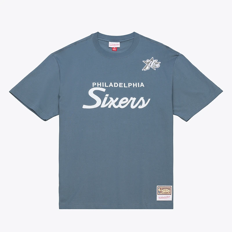 T-shirt à manches courtes Mitchell & Ness gris Philadelphia 76ers Thunderstorm pour homme