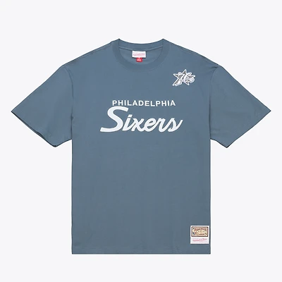 T-shirt à manches courtes Mitchell & Ness gris Philadelphia 76ers Thunderstorm pour homme