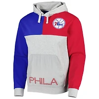 Chandail à capuchon coupe-égalité des Philadelphia 76ers Mitchell & Ness pour homme, gris chiné