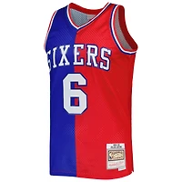 Men's Mitchell & Ness Julius Erving Royal/Red Philadelphia 76ers Hardwood Classics 1982/83 Split Swingman Jersey