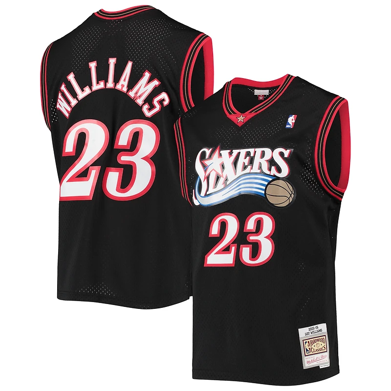 Maillot Swingman Hardwood Classics noir Mitchell & Ness Lou Williams Philadelphia 76ers 2005/06 pour homme
