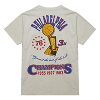 Men's Mitchell & Ness Oatmeal Philadelphia 76ers Hardwood Classics Legacy Defined Retro Championship T-Shirt